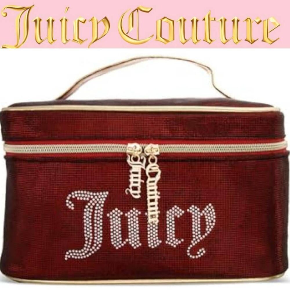 Juicy Couture Rhinestone Logo Zip Around Traincase